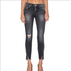 AMO Black Gray Twix Vixen Destroy Ankle Jeans 26 Women
